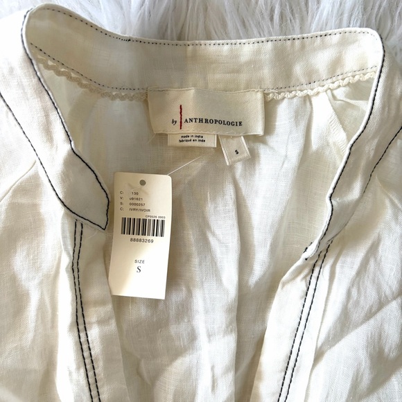 Anthropologie Ivory V-Neck Corset Midi Shirt Dress Size Small - Picture 4 of 14